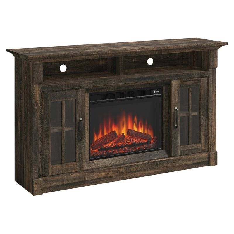 Sauder TV Stand Electric Fireplace in Carbon Oak - 426164