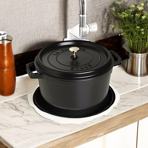 STAUB Cast Iron Dutch Oven 5.5-qt Round Cocotte, Black Matte P4487