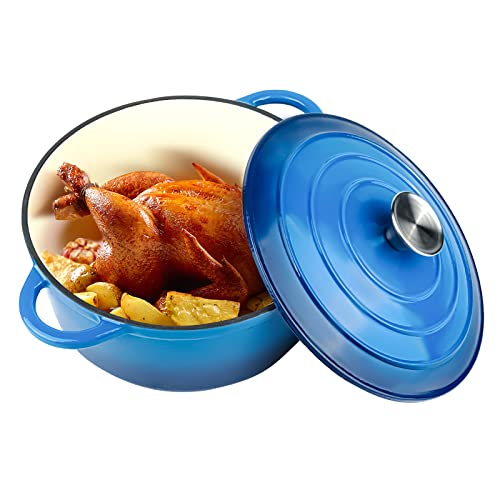 Miereirl 6 Quart Enameled Cast Iron Dutch Oven with Lid, Dark Blue P867