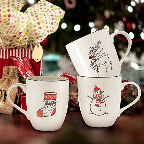 LEHAHA Ceramic Christmas Coffee Mug Set of 6, 16 oz Holiday Drinkware O6901