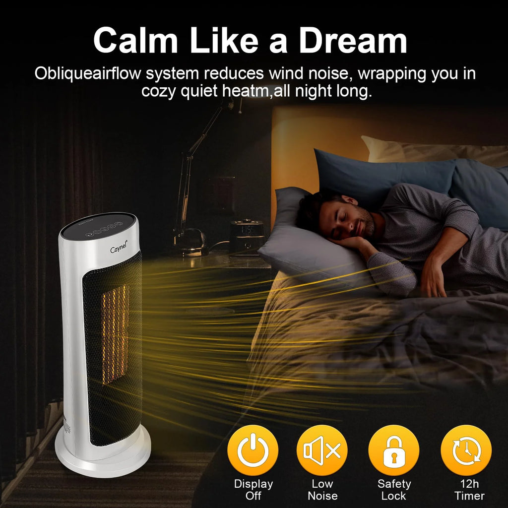 Caynel Oscillating Tower Ceramic Heater for Home, 1500W, White H2150