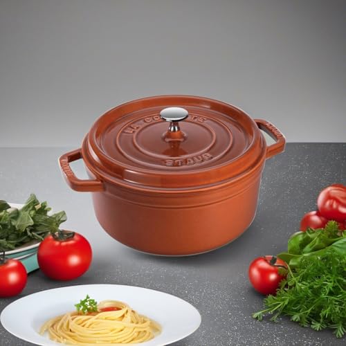 STAUB Cast Iron Dutch Oven 5.5-qt Round Cocotte, Black Matte P4487