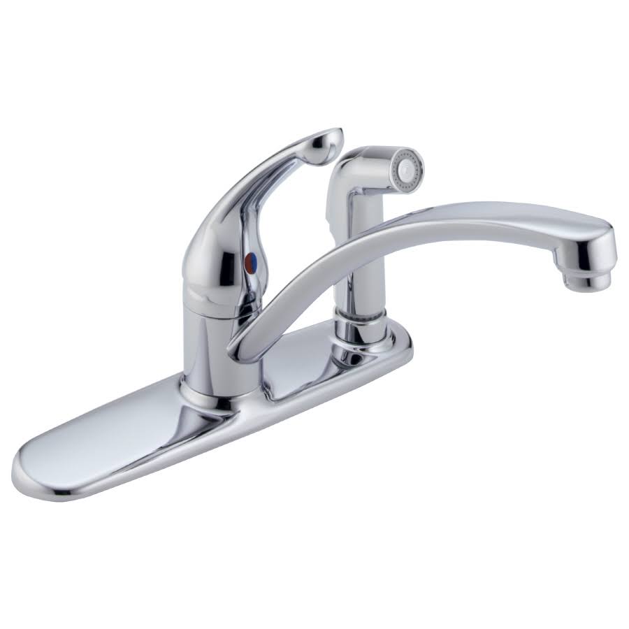Delta 340-DST Collins Single Handle Kitchen Faucet with Integral Spray Chrome R64014