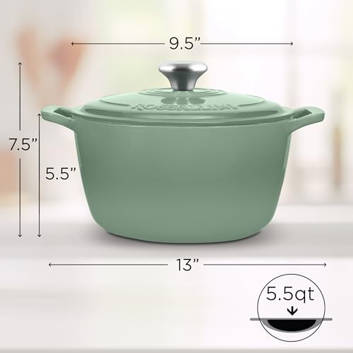 Signature Enameled Cast Iron Dutch Oven 5.5Q with Lid, Oyster Grey A277