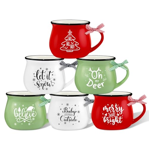 Classic Christmas Coffee Mug Set of 4, 12 oz Ceramic with Gift Box V15146
