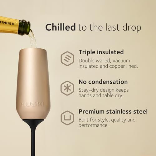 Huski Champagne Flute 8oz Stainless Steel with Lid T470030