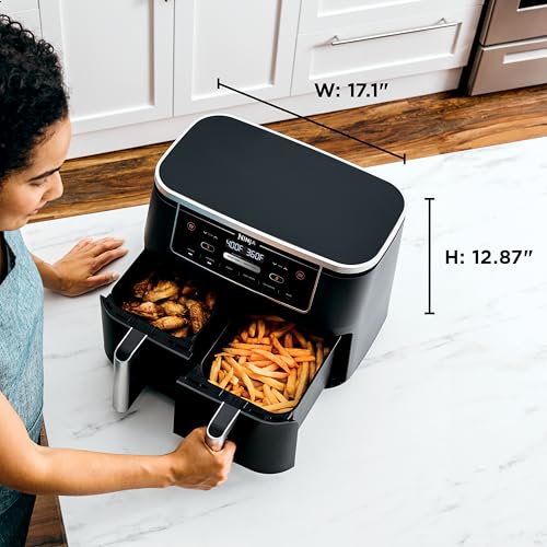 Ninja DZ401 Foodi 10 Quart DualZone XL 2-Basket Air Fryer, Grey L260