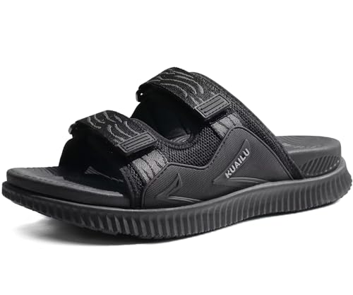 KuaiLu Men's Orthotic Sandals Athletic Recovery Slides with Arch Support Q91398
