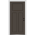 MMI Door 36 in. x 80 in. Left-Hand Inswing Craftsman 3-Panel Shaker Classic Painted Fiberglass Smooth Prehung Front DOOR, Brown