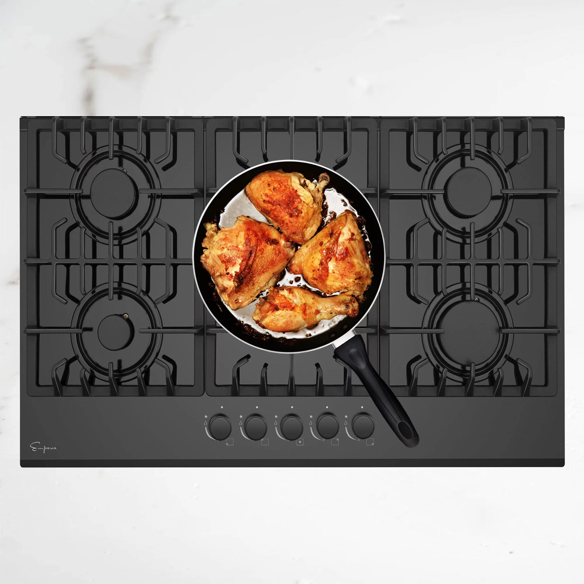 Empava 30 in. Gas Cooktop with 5 Sealed Burners, Black Tempered Glass S851