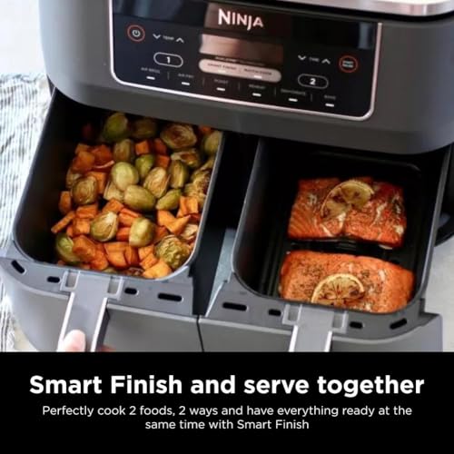 Ninja DZ401 Foodi 10 Quart DualZone XL 2-Basket Air Fryer, Grey L260