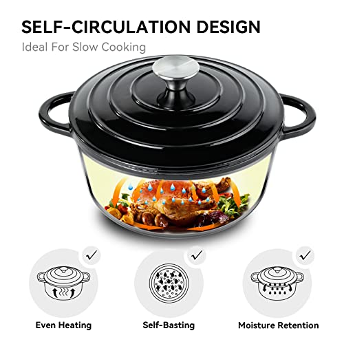 Miereirl 6 Quart Enameled Cast Iron Dutch Oven with Lid, Dark Blue P867