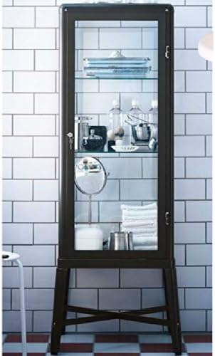 Ikea Fabrikor Glass Door Cabinet, Dark Gray, Lockable W364