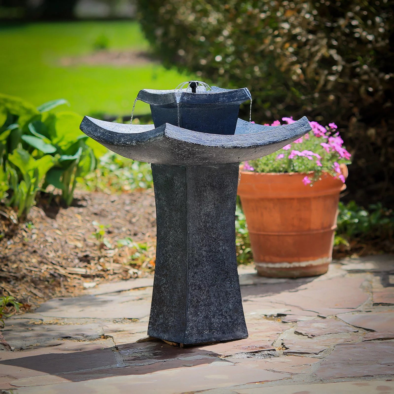 Smart Solar 34252RM1 Mahayana 2-Tier Solar Fountain Iron P229906