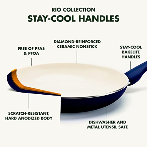 GreenPan Rio 16 Piece Cookware Set, Hard Anodized Ceramic Nonstick, Black C3064