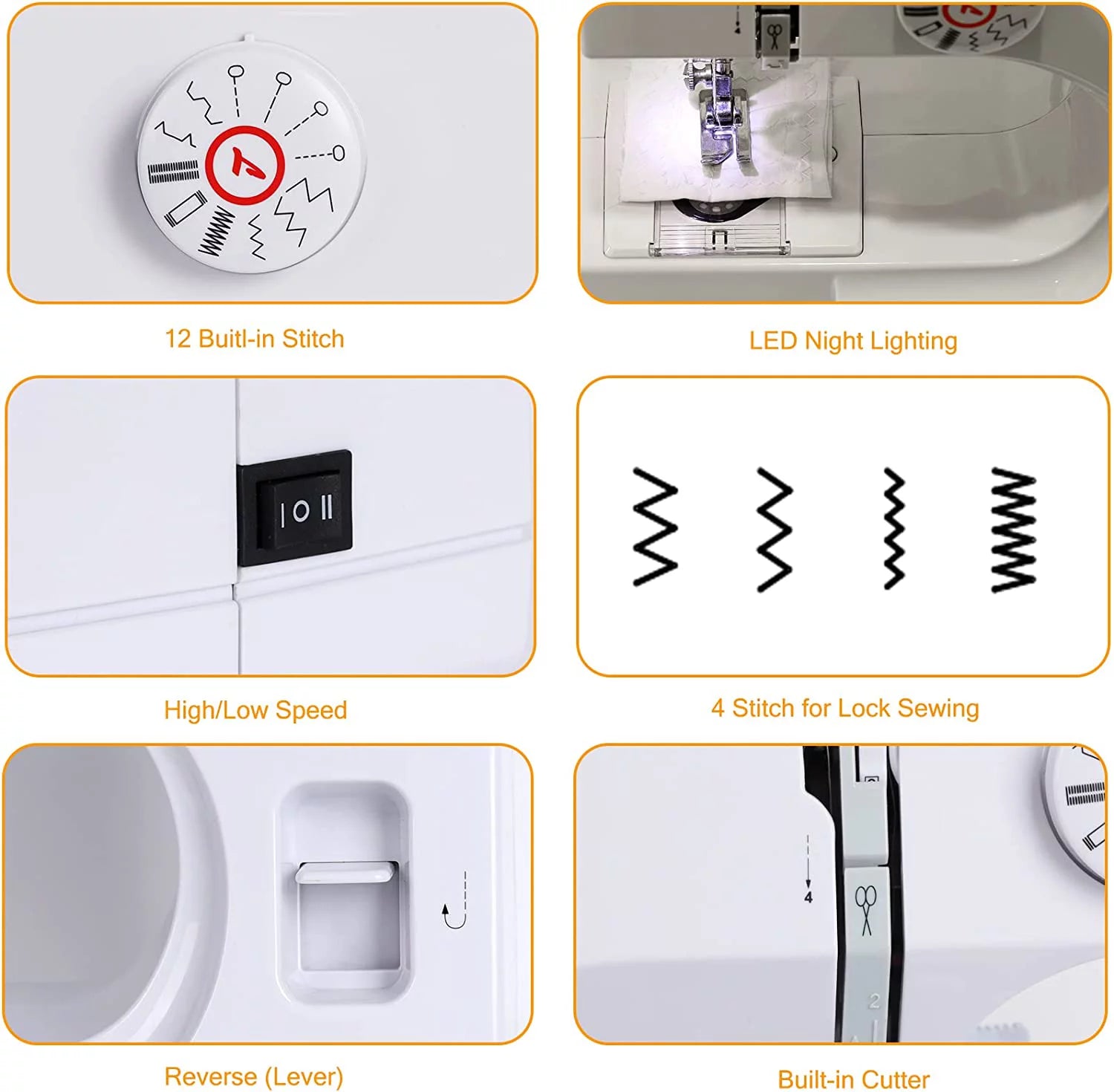 Portable Sewing Machine with 12 Built-In Stitches L98401