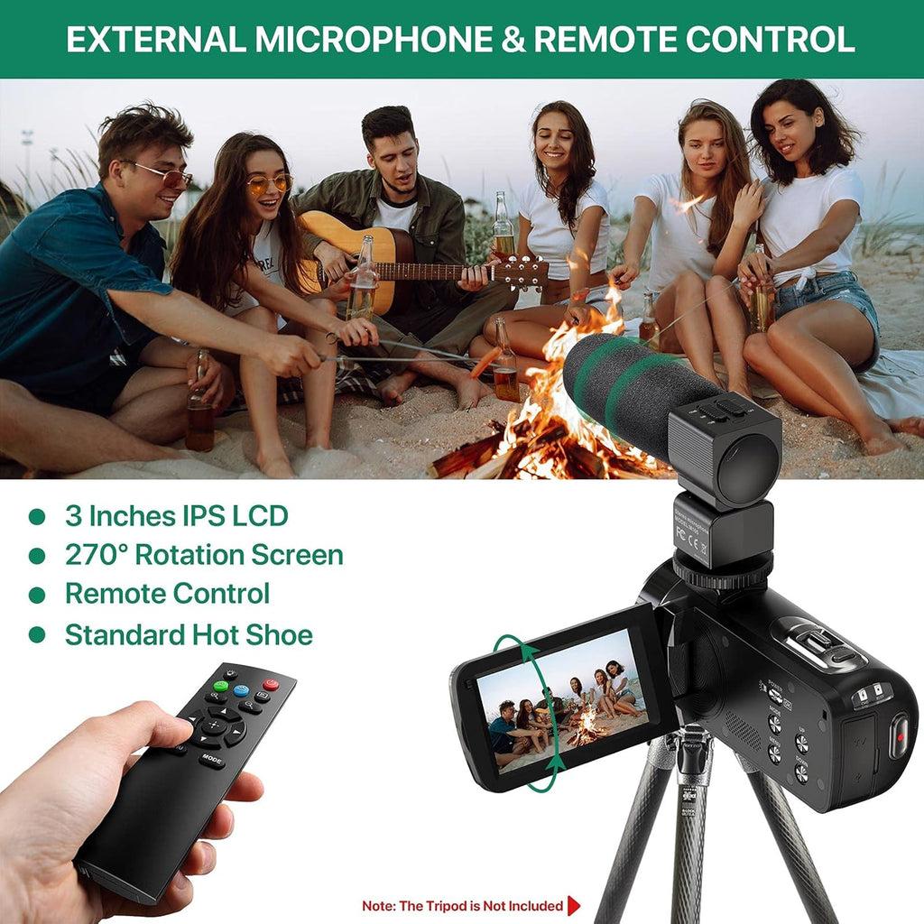 2.7K Video Camera Camcorder with IR Night Vision and Remote Control E315