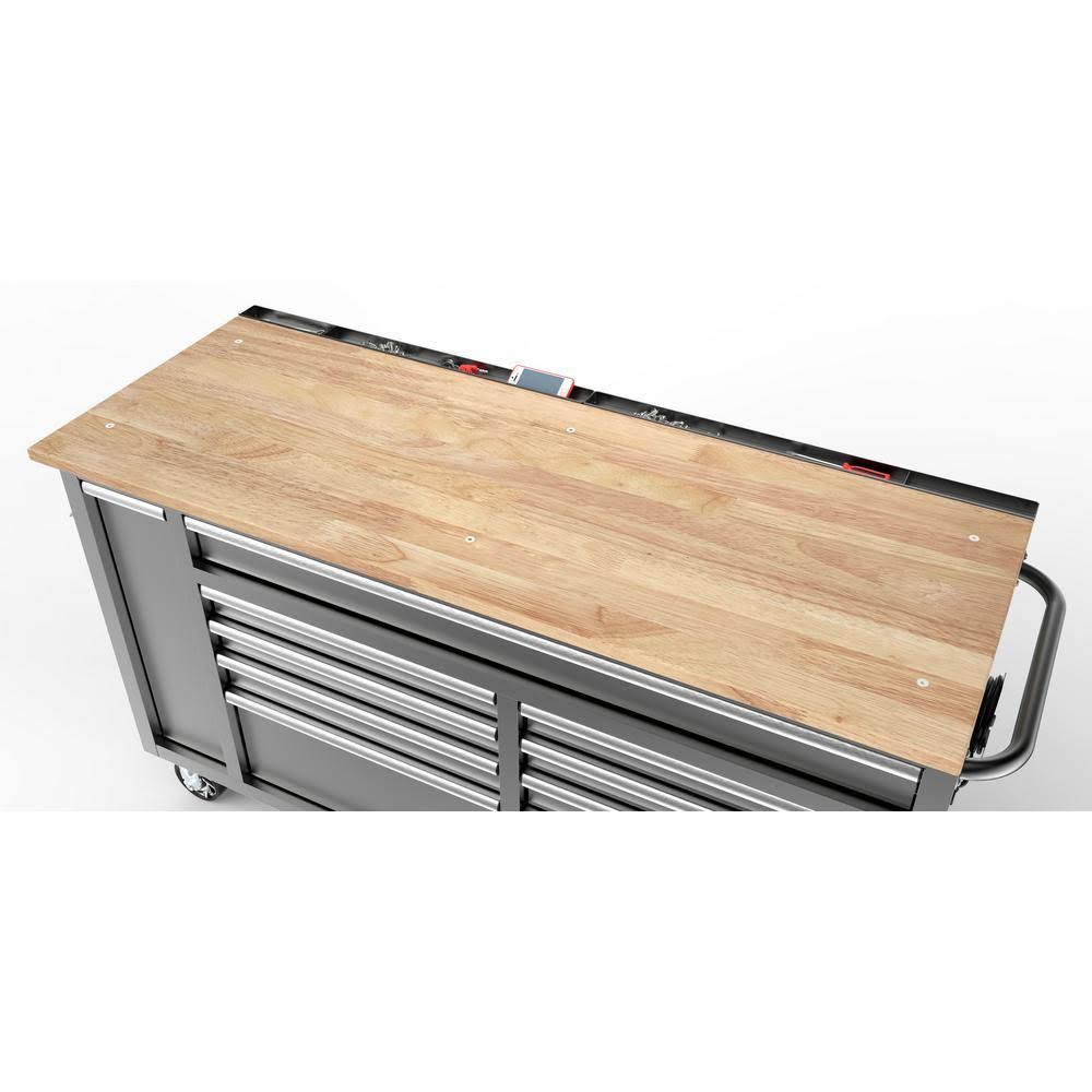 Husky 61 in. W 10-Drawer Deep Tool Chest Mobile Workbench Metallic Silver U988290