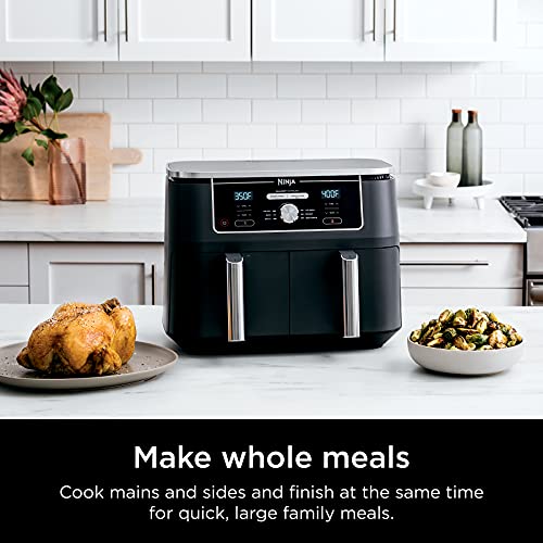 Ninja DZ401 Foodi 10 Quart DualZone XL 2-Basket Air Fryer, Grey L260