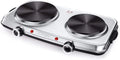 Hot Plates for Cooking, 1800W Electric Double Burner with Handles, 6 Power Levels Stainless Steel Hot Plate for Kitchen Camping RV Cast Iron