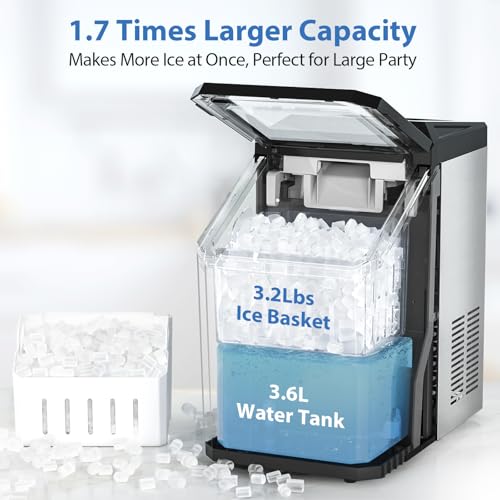 Aeitto Nugget Ice Maker Countertop, 55lbs/Day, Self-Cleaning, Stainless Steel K293