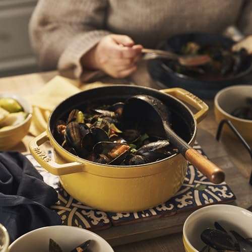 STAUB Cast Iron Dutch Oven 5.5-qt Round Cocotte, Black Matte P4487