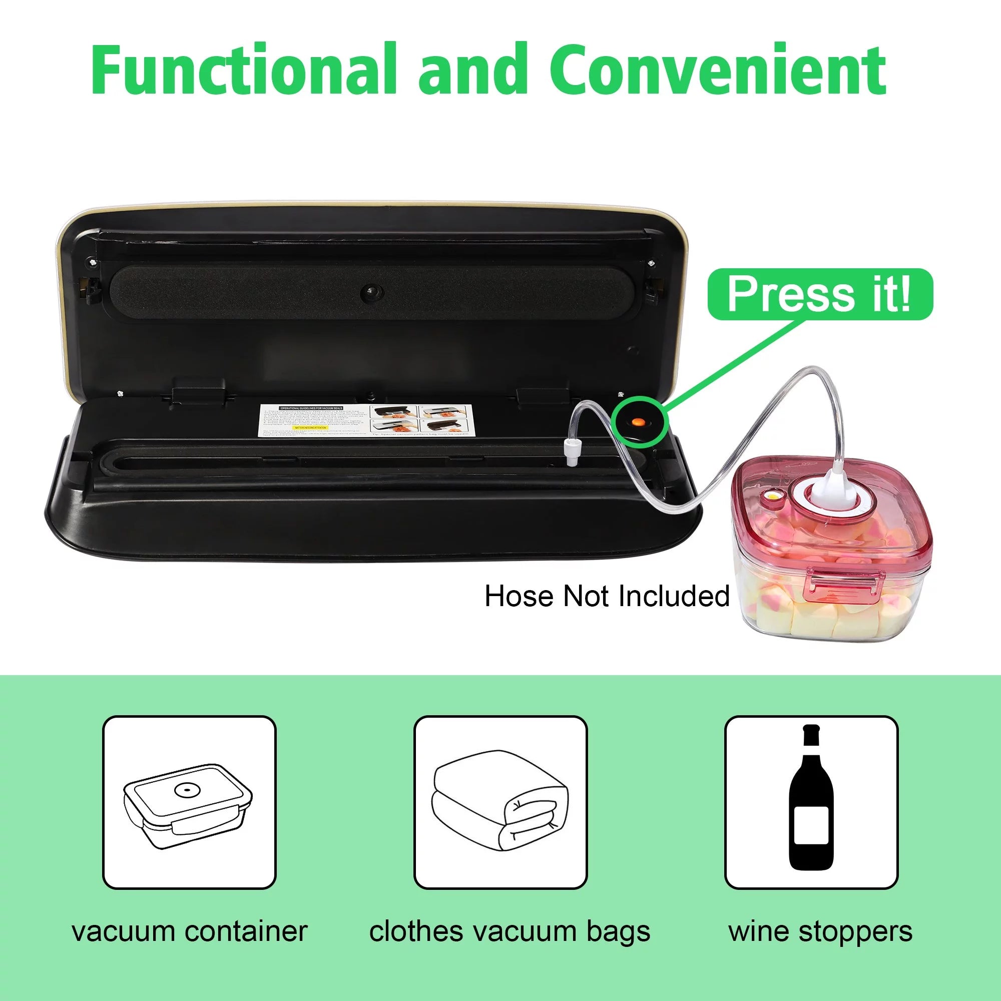 Food Vacuum Sealer Machine with Dry and Moist Modes, Starter Kit with Bags and Roll G171214