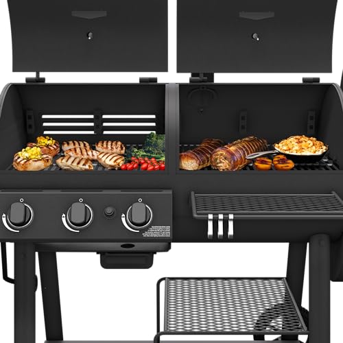 Oklahoma Joe's Canyon Combo Charcoal and Gas Smoker & Grill, Black F6323