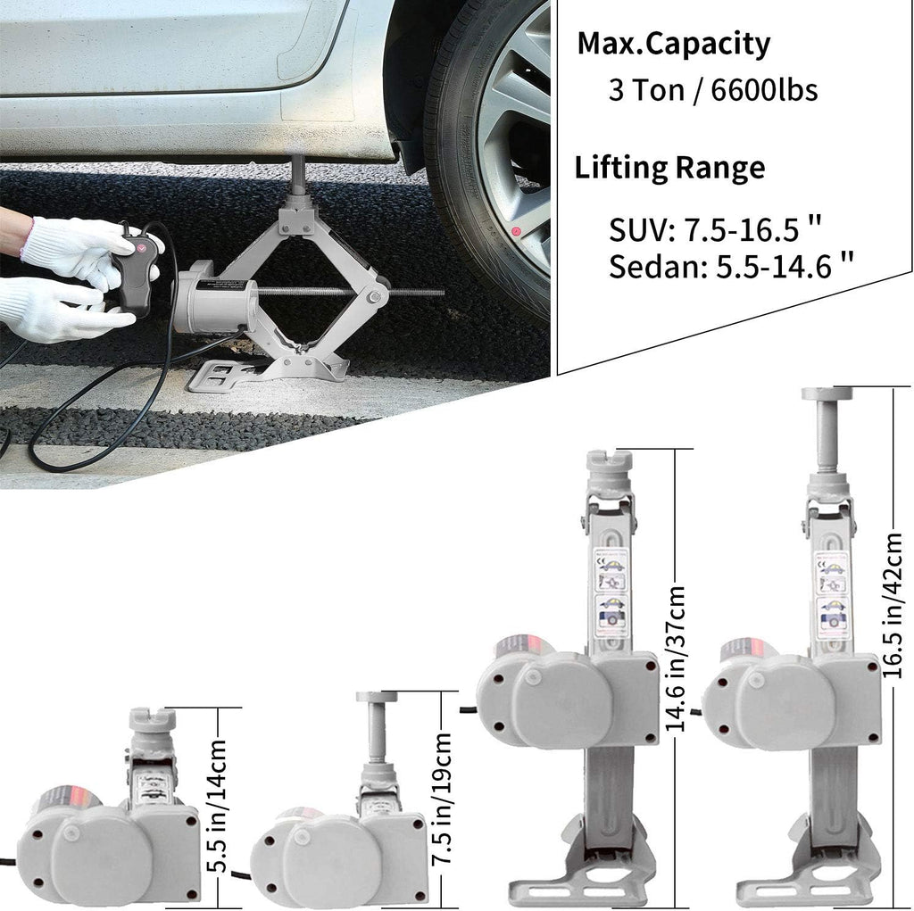 STANDTALL Electric Car Jack 3 Ton 12V Scissor Lift for Sedans and SUV, 2 Pack Q42656