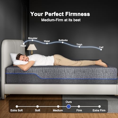 AMADA HOMEFURNISHING 12 Inch Queen Memory Foam Mattress, Medium Firm, CertiPUR-US Certified H1004
