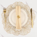 Round Placemats Pressed Vinyl Metallic Flower Place Mats Set of 6 Heat Resistant Dining Table Mats Gold Placemat for Wedding Party Kitchen Decorations