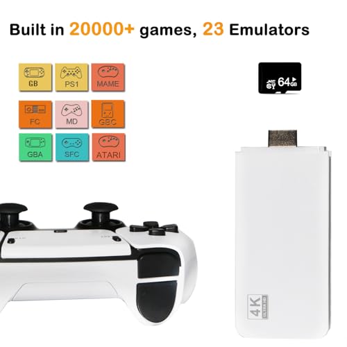 Retro Game Console with 20000+ Built-in Games, 4K HDMI, Dual Controllers J961674