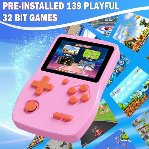 Great Boy 32 Bit Handheld Game Console with 139 Games, 3.0 Inch IPS Screen, Blue G9348