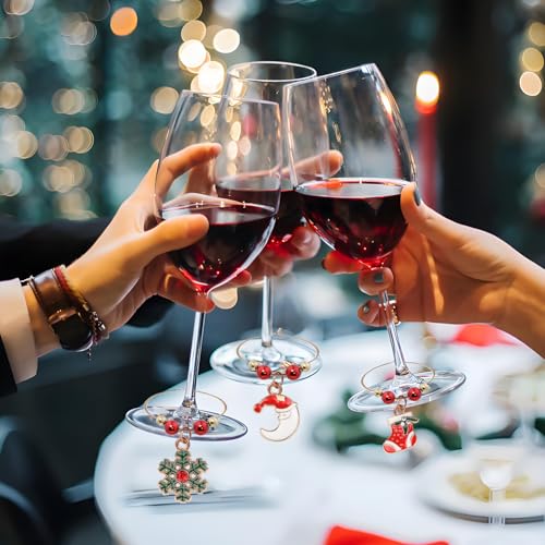 Christmas Wine Glass Charms - Stem Glass Markers for Holiday Party (18 Pack) O196746