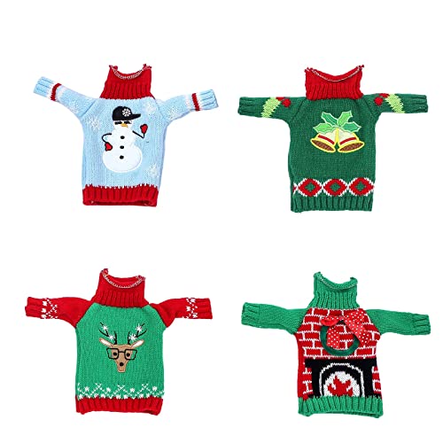 WUWEOT 4 Pack Knitted Christmas Wine Bottle Covers S9863
