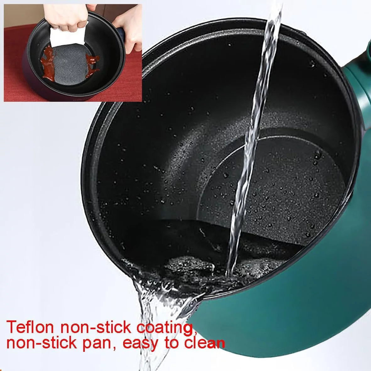 Electric Hot Pot 1.8L Non-Stick Casserole with Steamer, Green E6561