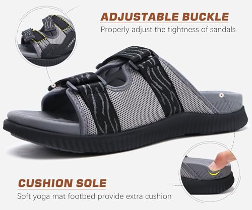 KuaiLu Men's Orthotic Sandals Athletic Recovery Slides with Arch Support Q91398