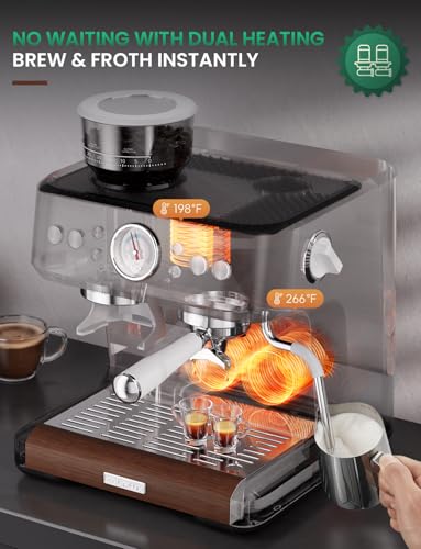 Espresso Machine with Grinder, Dual-Boiler 58MM Stainless Steel D866620