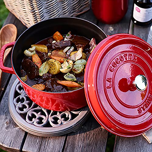 STAUB Cast Iron Dutch Oven 5.5-qt Round Cocotte, Black Matte P4487