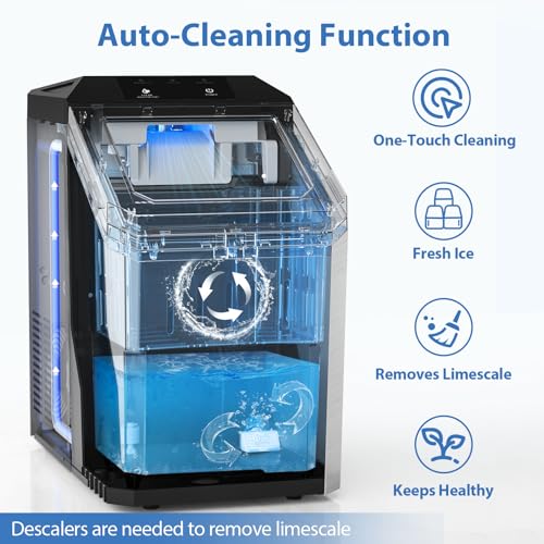 Aeitto Nugget Ice Maker Countertop, 55lbs/Day, Self-Cleaning, Stainless Steel K293