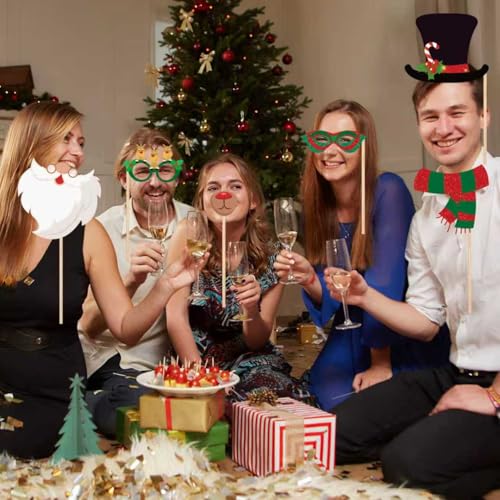 Glitter Christmas Photo Booth Props 30pc Set for Holiday Party Z72535