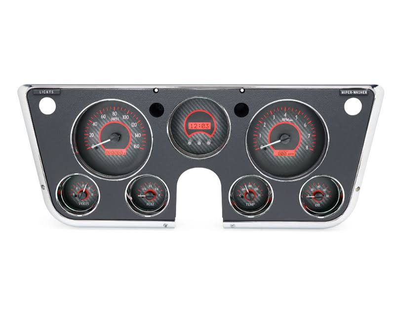 Dakota Digital 67-72 Chevy Pickup Truck Analog Gauges Carbon Red VHX-67C-PU-C-R