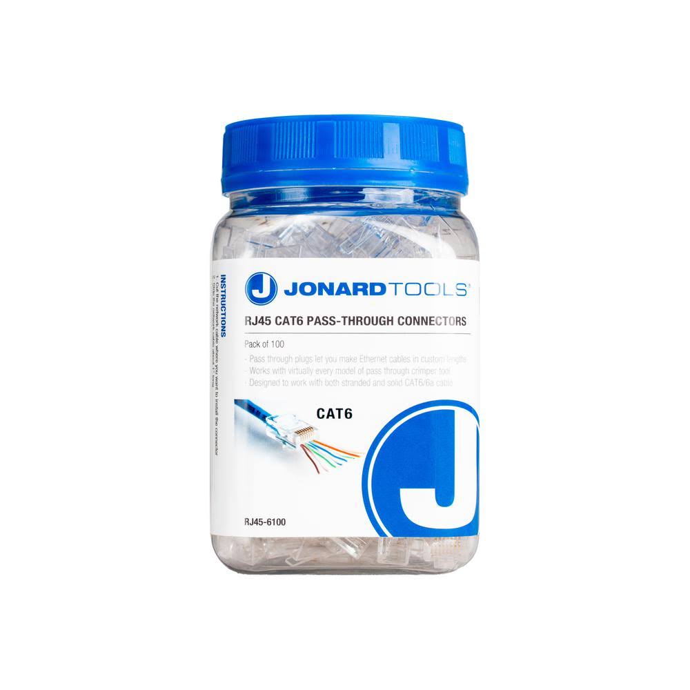 Jonard Tools Warehouse Items (Online Only) It RJ45-6100 - RJ45 Cat6 Pass-Through Connectors, 100 Pack