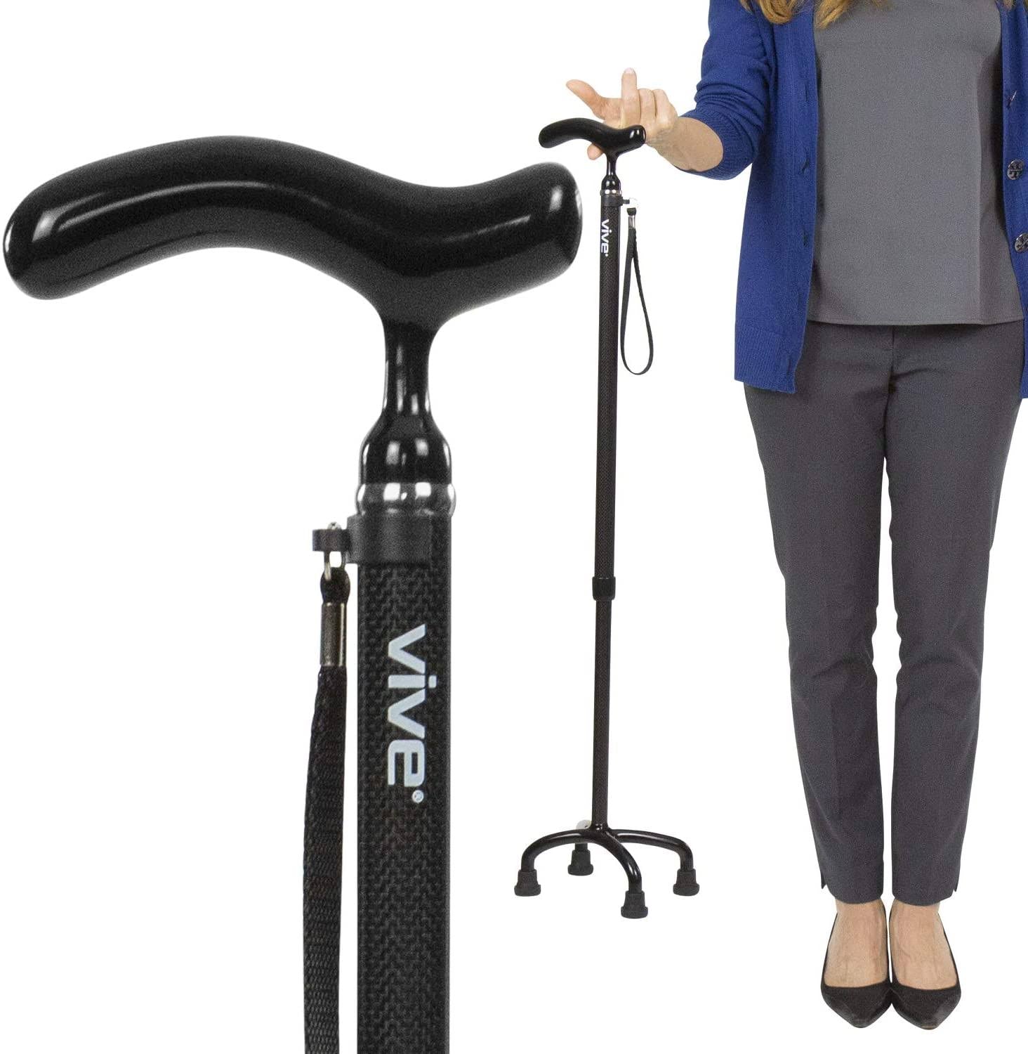 Vive Carbon Fiber Quad Cane - Ultra Lightweight Walking Stick