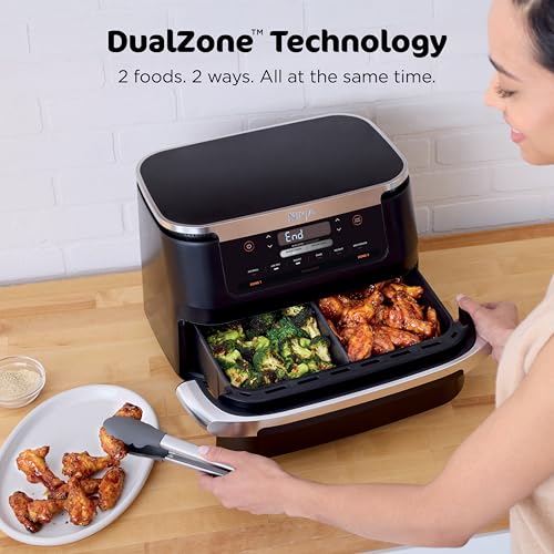 Ninja DZ401 Foodi 10 Quart DualZone XL 2-Basket Air Fryer, Grey L260