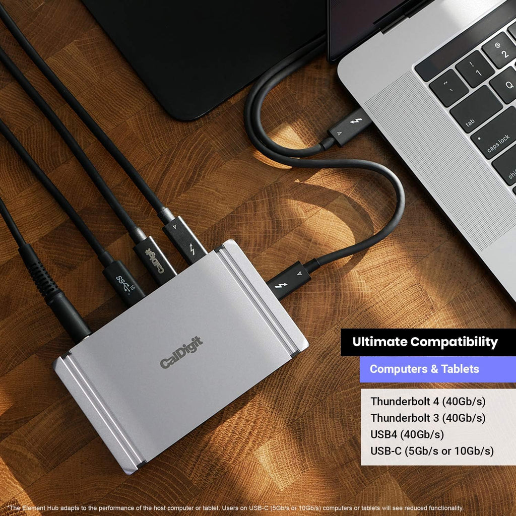 CalDigit Thunderbolt 4 Element Hub - 4X Thunderbolt 4/USB4, 4X USB 3.2 Gen2, 60W Charging N41354