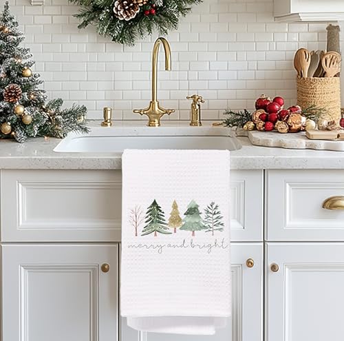 Christmas Tree Kitchen Towels - Neutral Christmas Hand Towels, 16 x 24 Inch V47794