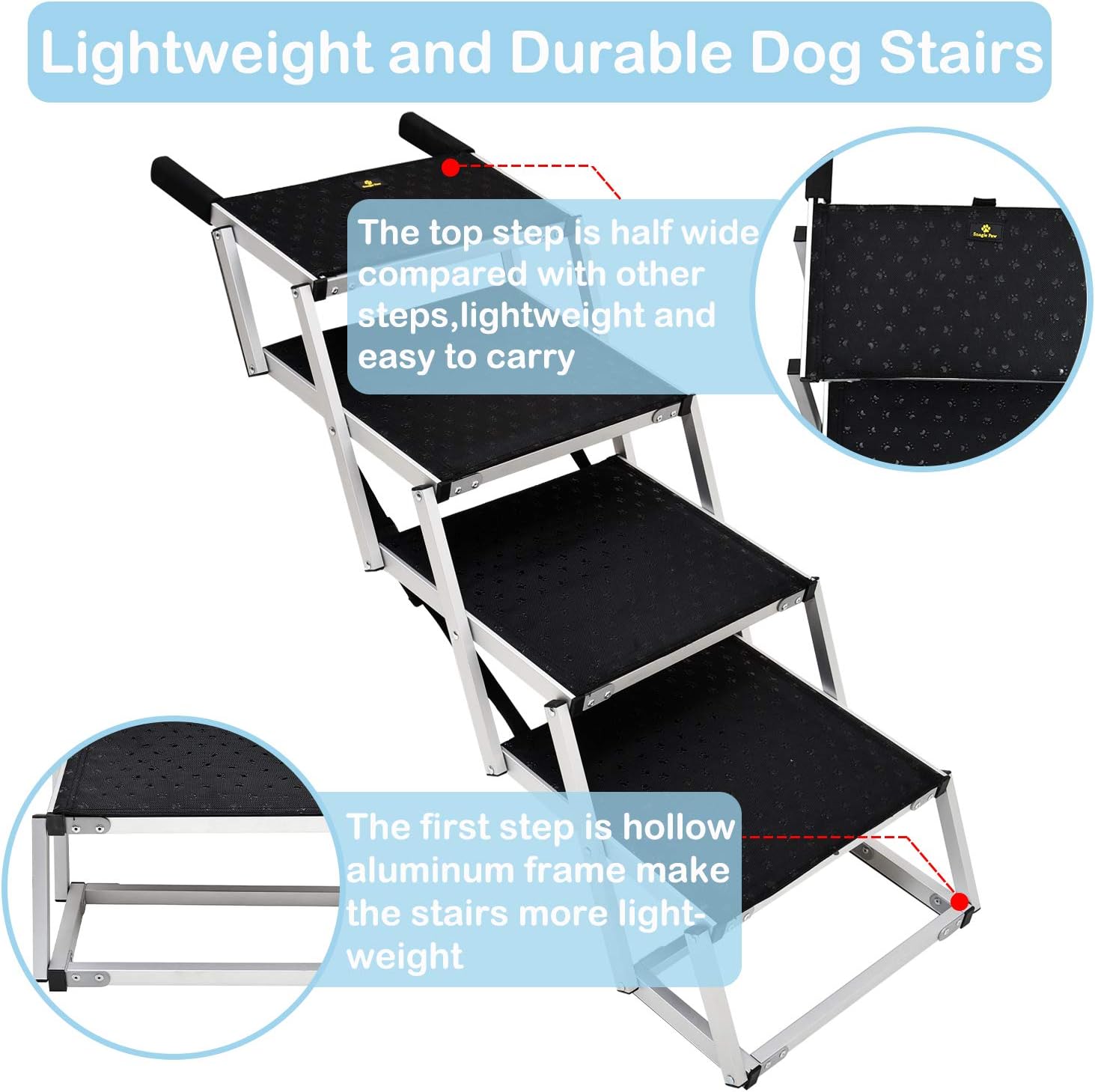 Folding Dog Ramp for Cars SUV Trucks, 6 Steps, Lightweight Portable Y553978
