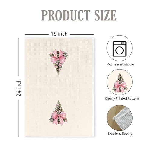 Christmas Tree Kitchen Towels - Neutral Christmas Hand Towels, 16 x 24 Inch V47794