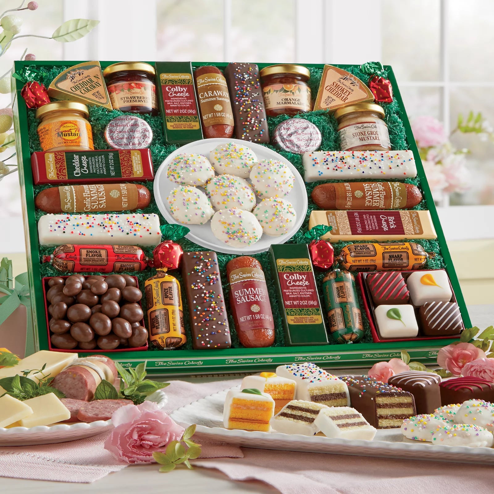 The Swiss Colony 27 Favorites Assorted Chocolates, Sausage Meats, Cheese Blocks, and Spreadables S40617